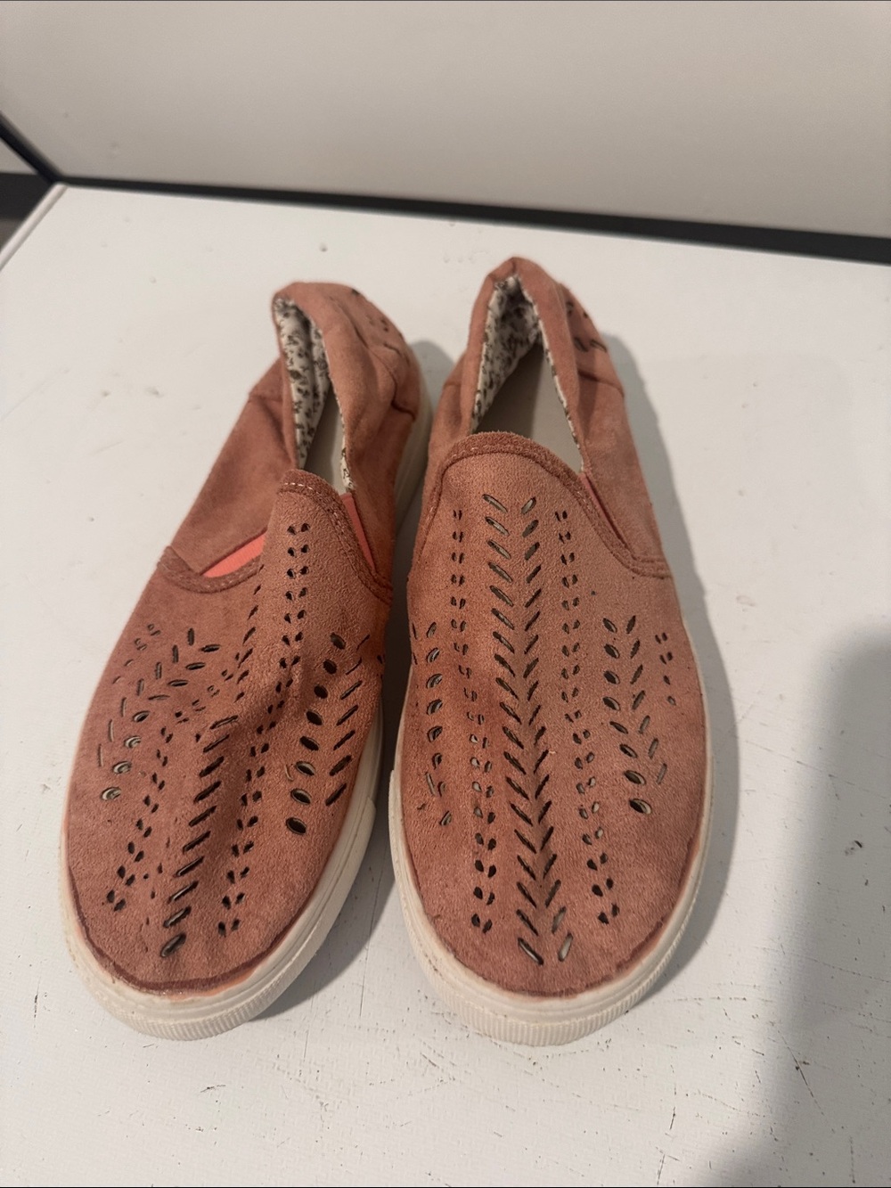 Slip-On Perforated Suede Sneakers - Dusty Rose